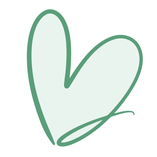 A green outline of a heart, with a lighter green fill colour